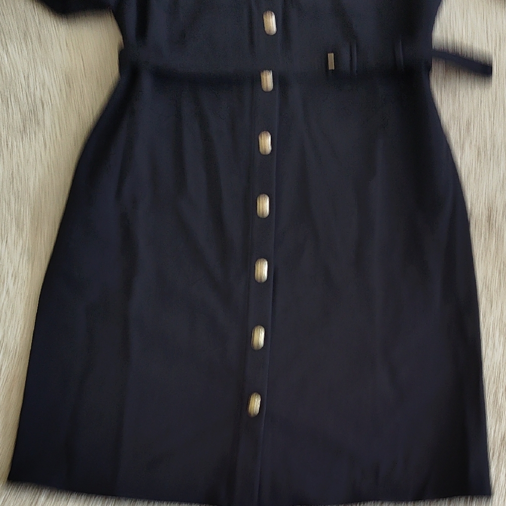 Elegant Black Belted Shirt Dress - Picture 5 of 9